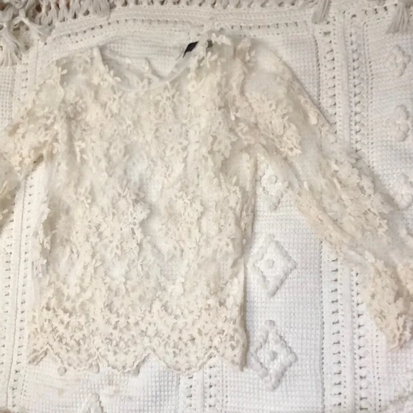 Love Letter Sheer Lace Ivory White Layering Top Blouse Size Small - Picture 1 of 9